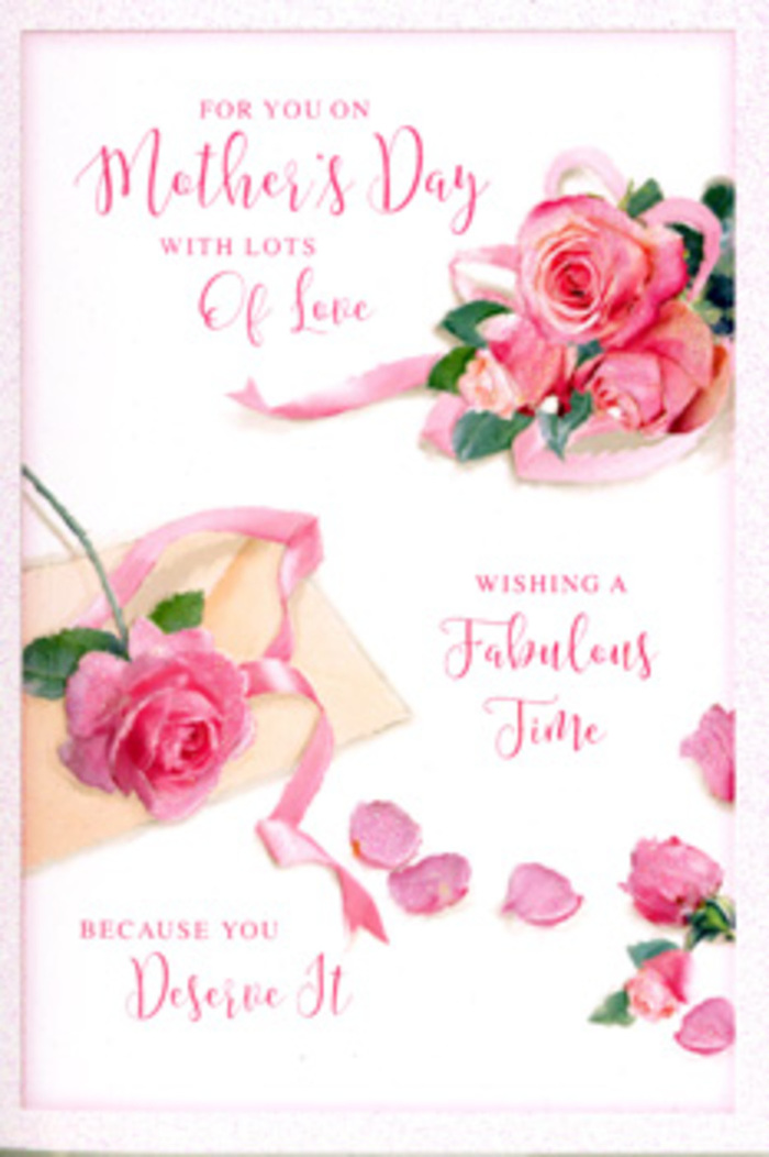 This Mother's Day card is shown in a simple overhead view that highlights the artwork as if it were a framed floral print, radiating softness and affection that would feel perfectly at home on a coffee table in any Luton living room. At the heart of the design lies a trio of prominent pink roses, their petals layered in a full, rounded form that suggests blossoms cut at just the right moment of opening. Each petal is gently curved, with the outer layers painted in a translucent blush that deepens toward the centre into a more intense rose pink, creating the look of natural depth and freshness. Surrounding these main flowers are scattered petals and smaller floral details strewn across a clean white background, giving the impression of a bouquet that has been lovingly handled, perhaps while writing out a personal message. A soft, pale ribbon loops in and out of the roses, forming gentle arcs and subtle twists that introduce movement and an air of celebration, its satin-like surface implied through faint highlights. The card's heartfelt Mother's Day greeting is written in a flowing, calligraphic script that sweeps gracefully across the design, wrapping words and flowers together into a single expression of love. The lighting is calm and even, reminiscent of natural daylight filtering into a Luton home, without strong contrasts or glare, allowing the eye to linger on every petal and curve. The overall effect is of a tender, thoughtfully composed tribute, the sort of card you would tuck alongside a fresh bouquet delivered by Flower Delivery Luton to show enduring appreciation and gentle, everyday gratitude to a cherished mum.