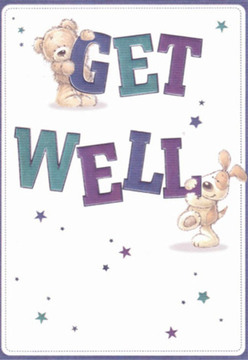 There's a gentle sense of lightness in this enchanting get well card, instantly lifting the spirits much like the first blooms of spring at Stockwood Park. The artwork brims with playful yet thoughtful detail-a plush teddy gripping the 'GET' with earnest delight, while a lively puppy, tail wagging, nuzzles the bold 'WELL' below. Both characters are painted with soft, expressive faces and rounded forms that radiate warmth and affection, just as Luton's community reaches out to support those in need. The deep purple and teal tones of the text create visual harmony against a creamy white background, evoking the freshness of a Luton morning. Scattered throughout, stars shimmer with promise, each one a glimmering symbol of hope found in the simple act of sending cheer to someone unwell. The care in each brushstroke mirrors the sensitivity we bring to arranging get well blooms at Flower Delivery Luton-the intention behind the details is unmistakable, conveying genuine kindness and local support to help brighten difficult moments for loved ones across Luton.