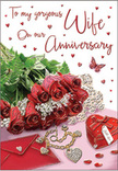 The anniversary card image is composed like a heartfelt tableau from a Luton love story, with every detail arranged to honour a special milestone. Central to the design is a generous cluster of deep red roses, their velvety petals layered in soft spirals that suggest passion, loyalty, and well-kept promises. Interwoven stems of fresh greenery bring a sense of life and movement, as if the flowers were just arranged by a local florist after a walk through Wardown Park. To one side, an inviting envelope rests on the surface, its creamy colour and neatly folded flap hinting at a handwritten note filled with tender words. Close beside it, a rich, red heart-shaped keepsake box and a delicate piece of jewellery are placed with care, their polished surfaces reflecting the gentle ambient light like tiny sparks of memory. Scattered heart motifs and small, sparkling details sweep across the background, giving the impression of scattered confetti or cherished mementos saved from past anniversaries and celebrations in Luton. A single butterfly motif, poised lightly above the roses, introduces a touch of grace and whimsy, suggesting the flutter of excitement that still lingers between long-time partners. The lighting is soft and flattering, enriching the reds, creams, and metallic highlights so that each element stands out yet harmonises with the whole. The imagined textures-the satin-smooth petals, the crisp card, the cool gleam of jewellery-combine to create an atmosphere of warmth and intimacy, ideal for commemorating a love that continues to flourish amid the everyday rhythms of life in Luton.