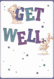 This get well card radiates cheerful optimism and gentle warmth, its playful scene featuring a lovable teddy bear and an exuberant puppy, both joyfully interacting with the lively 'Get Well' text. The indigo and teal letters vibrate with hope, set against a soft cream background that feels as refreshing as an early walk through Luton's People's Park. Across the card, scattered stars in purple and blue evoke night's first twinkle, symbolizing the possibilities wrapped within a simple get well wish. You can almost feel the bear's snuggly fur and the puppy's floppy ears-textures so lovingly rendered, they offer a virtual embrace. This illustrated card, like a thoughtfully prepared bouquet from a local Luton florist, delivers far more than words, providing a real sense of comfort and encouragement. Each brushstroke becomes a gentle act of kindness, designed to offer tenderness and renewed optimism to anyone in the process of healing, wherever they are in Luton.